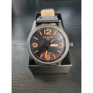 🔥NEW‎ IN BOX Chronos Men's Double Calendar Leather Strap Sports Watch